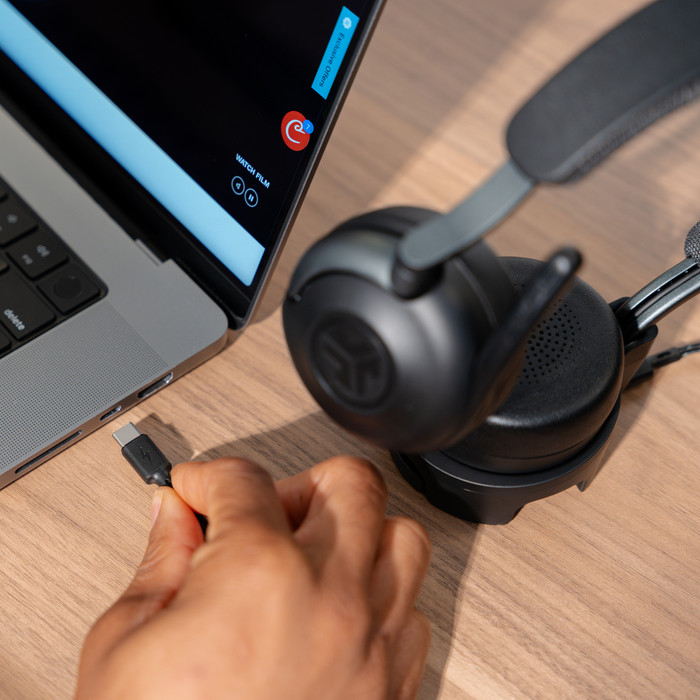 JLab Epic Work ANC Wireless Office Headset Graphite product in use