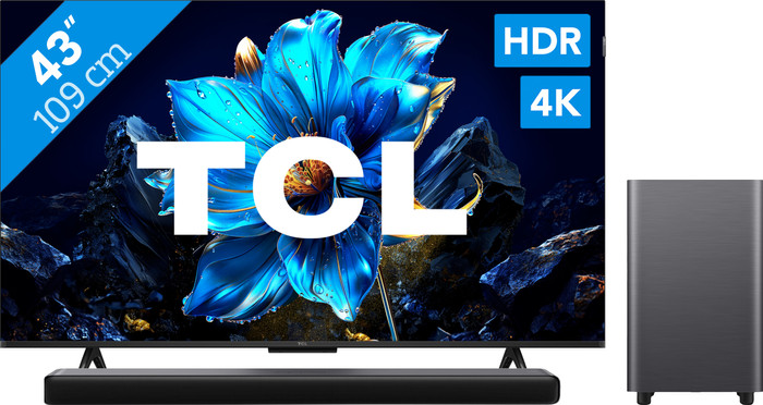 TCL 43" QLED P71K 4K (2025) + TCL S55H 2.1 Soundbar Main Image