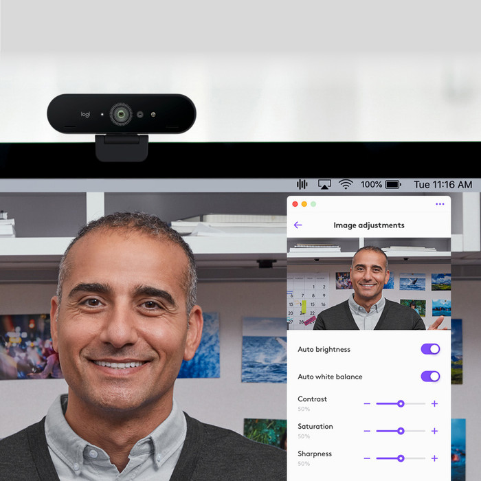Logitech Brio 4K Webcam product in gebruik