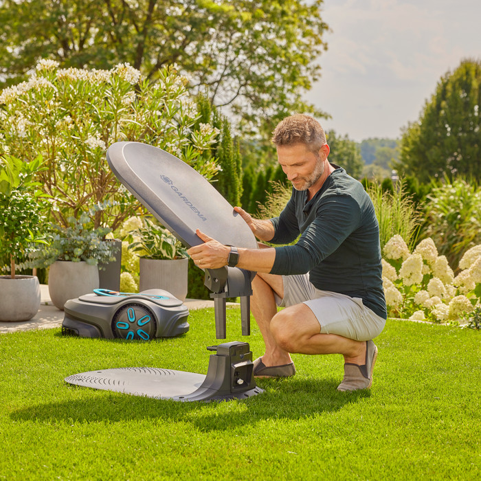 Gardena Garage voor Sileno Max en Free product in gebruik