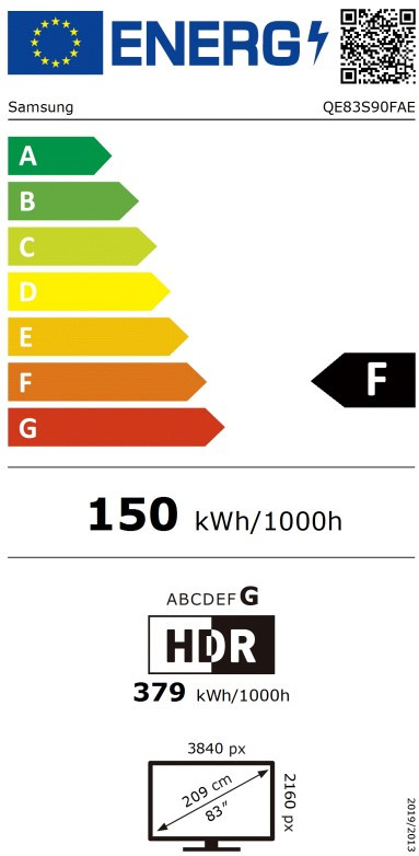 Samsung 83" OLED S90F 4K (2025) energielabel
