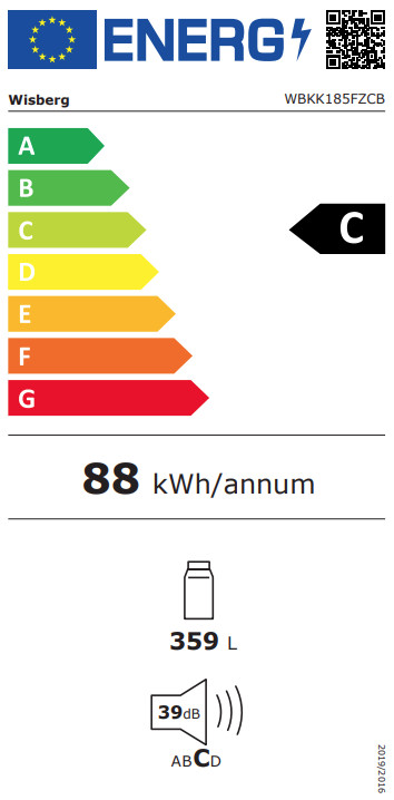 Wisberg WBKK185FZCB + Wisberg WBVR185NFCB energielabel