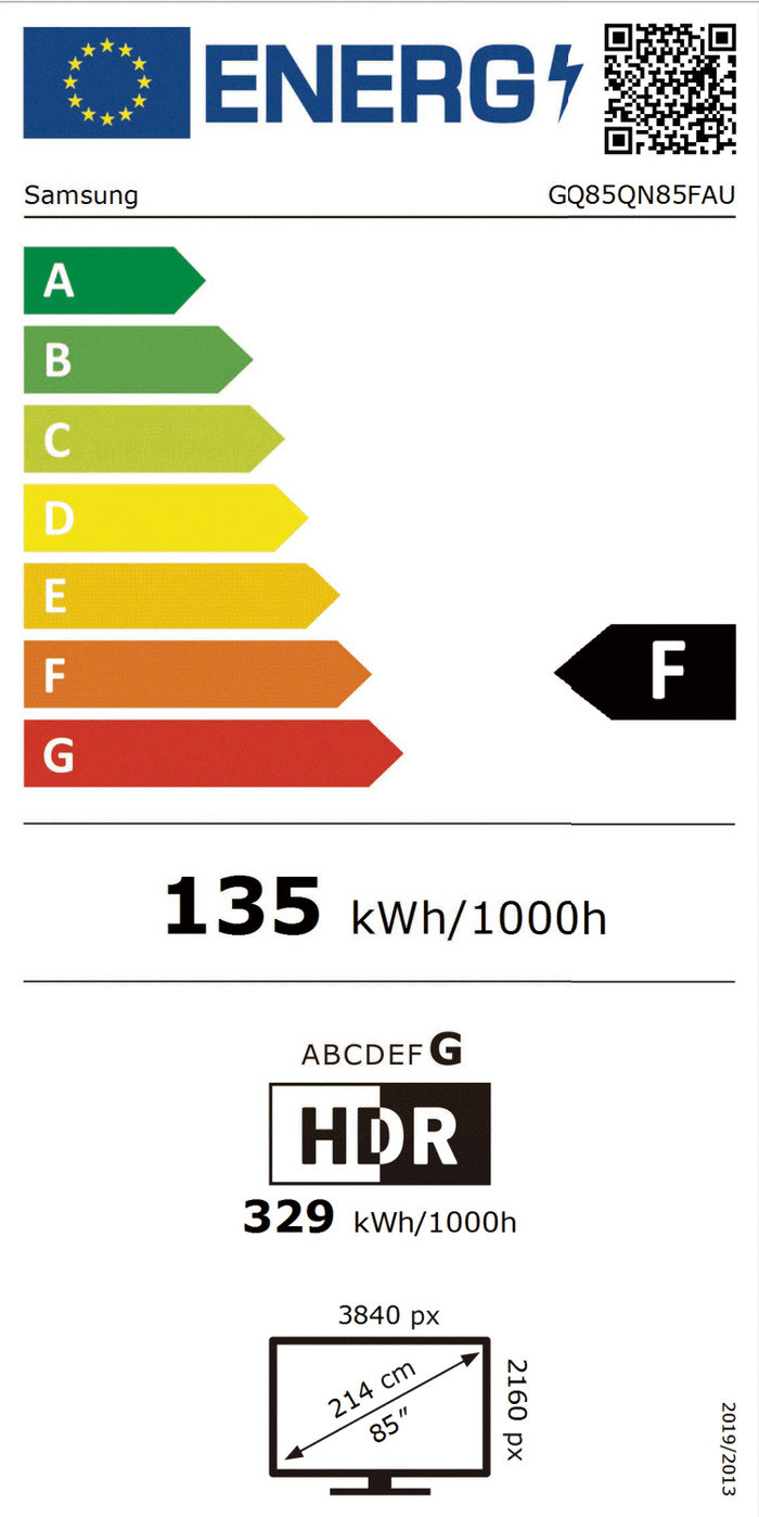 Samsung 85" Neo QLED QN85F 4K (2025) energielabel