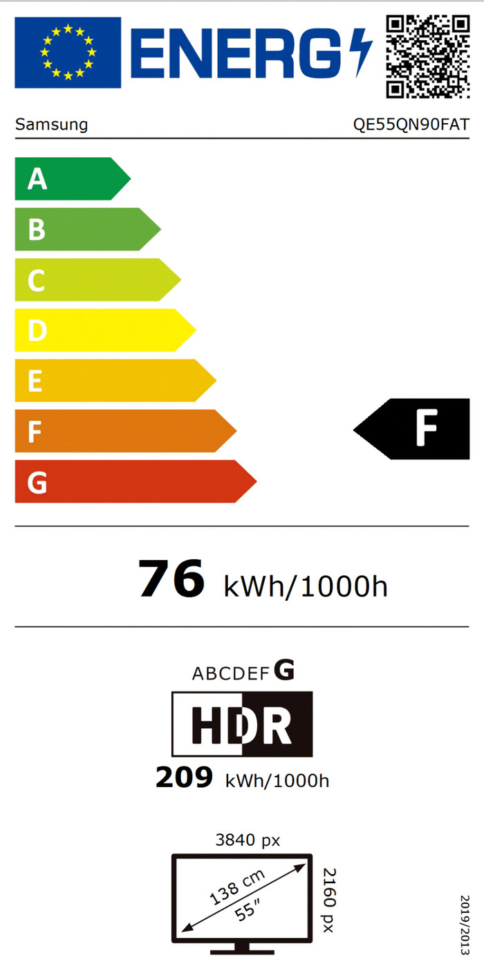 Samsung 55" Neo QLED QN90F 4K (2025) energielabel