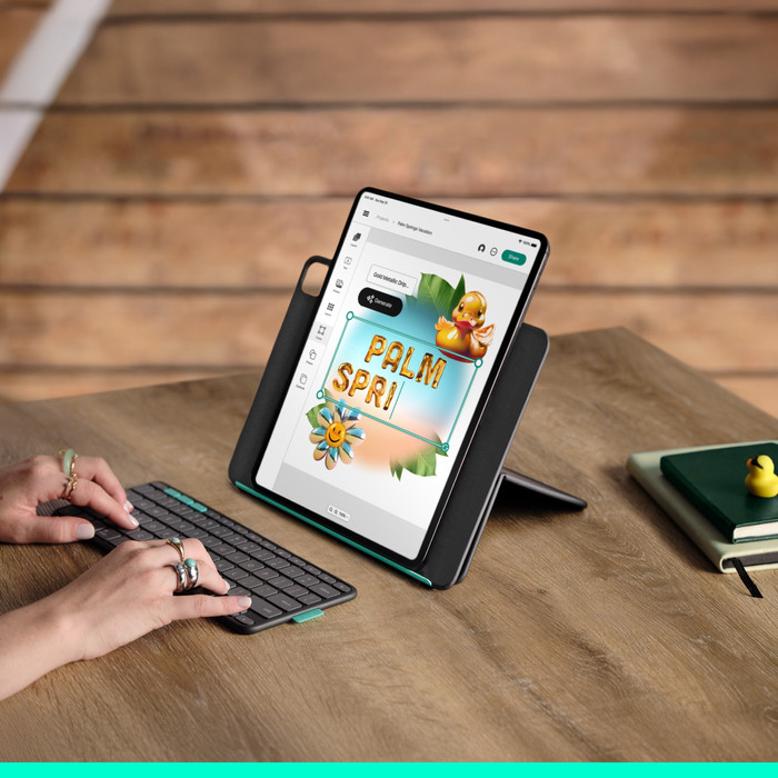 Logitech Flip Folio iPad Pro (2024)/iPad Air (2025) 13 inches Keyboard Cover QWERTY product in use