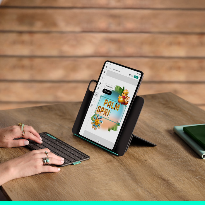 Logitech Flip Folio iPad Pro (2024)/iPad Air (2025) 11 inches Keyboard Cover QWERTY product in use