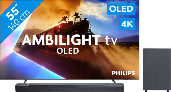 Philips Ambilight 55'' OLED760 4K (2025) + JBL Bar 2.1 Deep Bass M2 Zwart Main Image