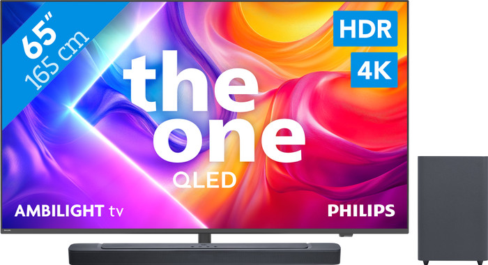 Philips Ambilight 65" PUS9000 QLED 4K (2025) + JBL Bar 2.1 Deep Bass M2 Zwart Main Image