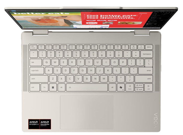 Lenovo Yoga 7 OLED Copilot+ PC 2-in-1 14AKP10 83JR005RMH bovenkant