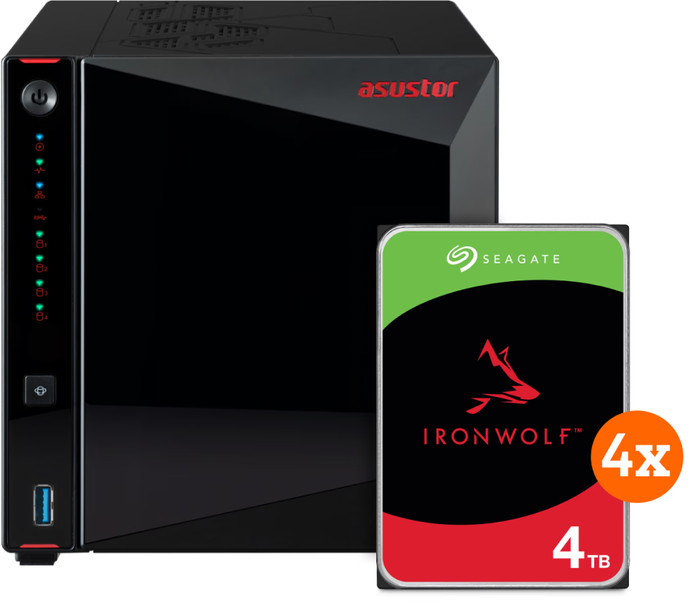 ASUSTOR AS5404T + Seagate IronWolf 16TB (4x 8TB) Main Image