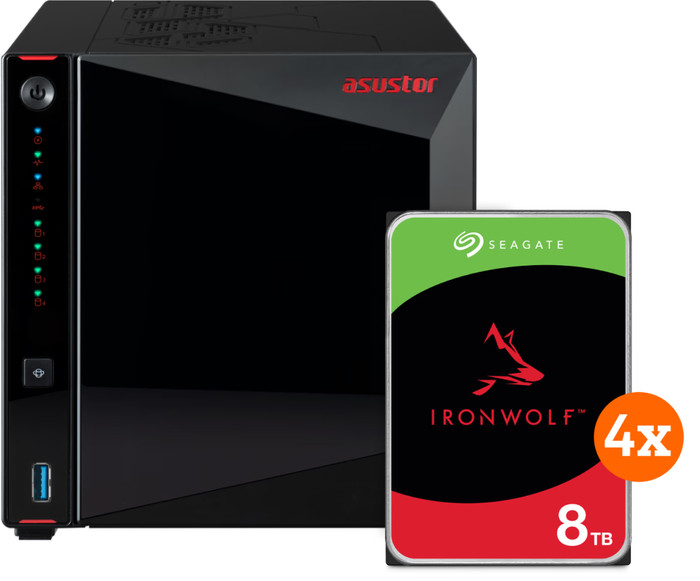 ASUSTOR AS5404T + Seagate Ironwolf 32TB (4x8TB) Main Image