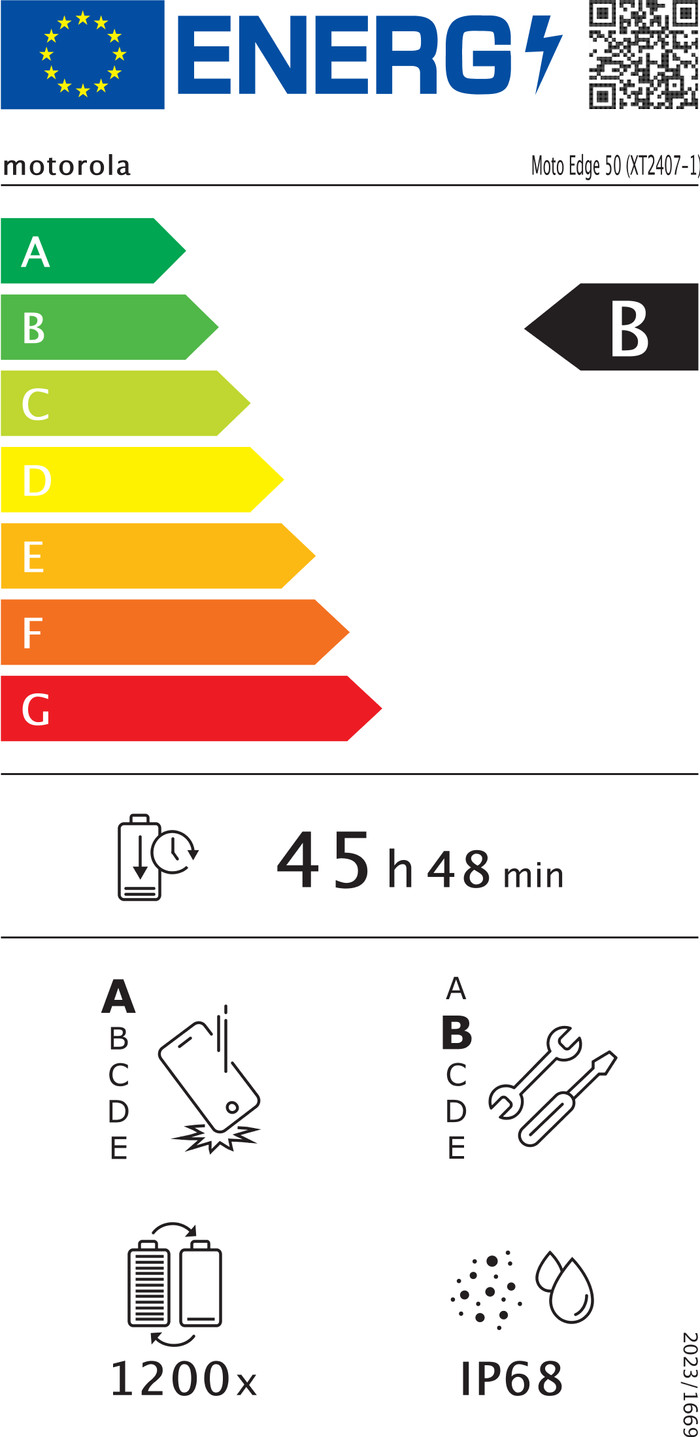 Motorola Edge 50 512GB Grijs 5G energielabel