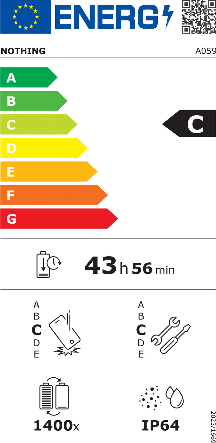 Nothing Phone (3a) 256GB Blauw 5G energielabel