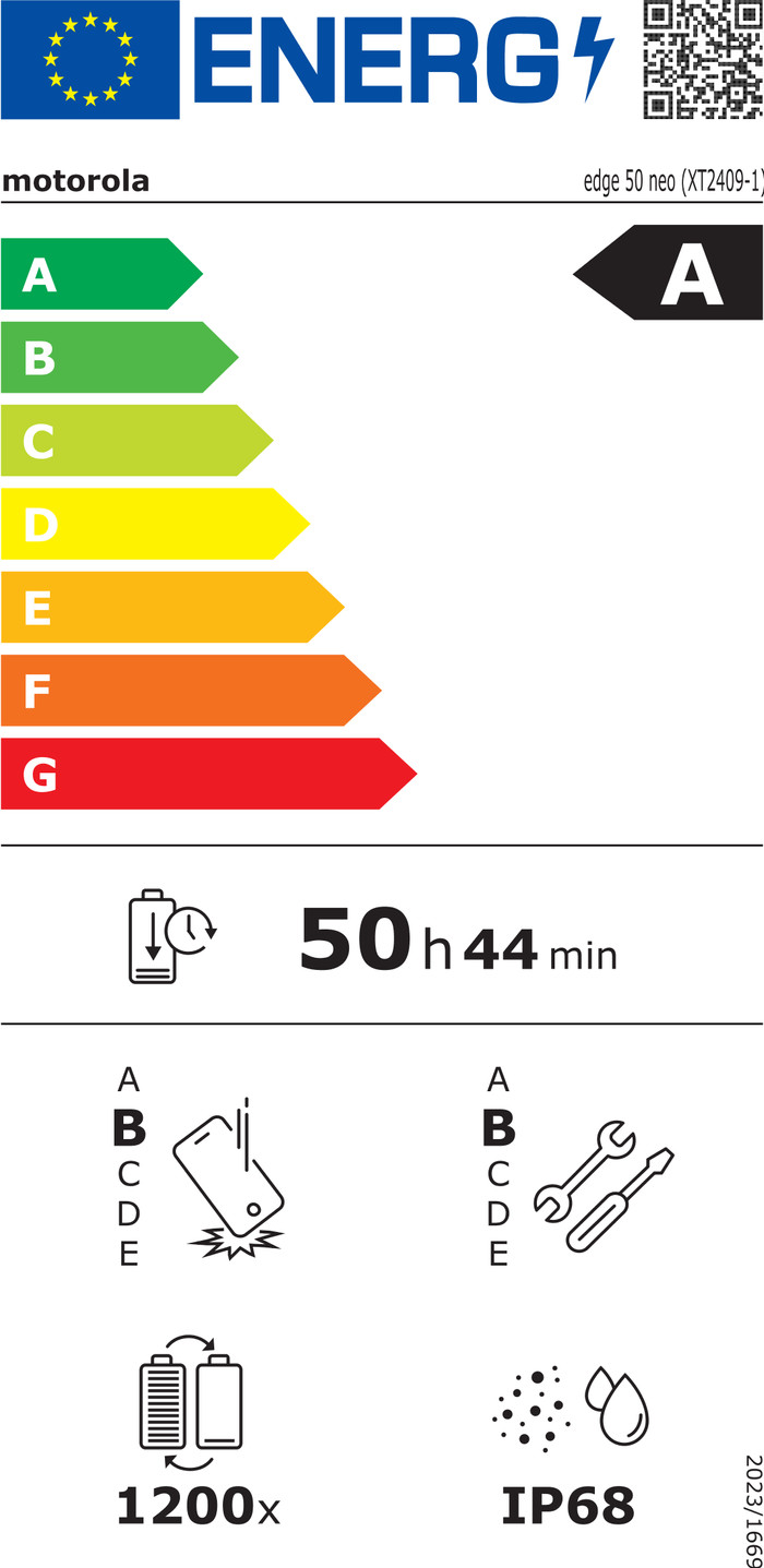 Motorola Edge 50 Neo 512GB Grijs 5G + Accessoirepakket energielabel