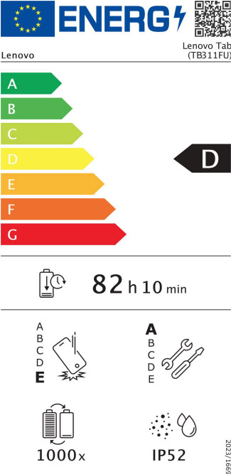 Lenovo Tab 64GB Wifi Grijs met Kids Cover en Stylus energielabel