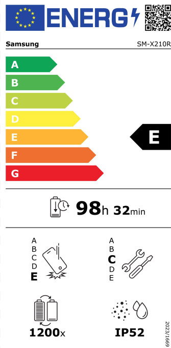 Samsung Galaxy Tab A9 Plus 11 inch 8GB/256GB Wifi Blauw energielabel