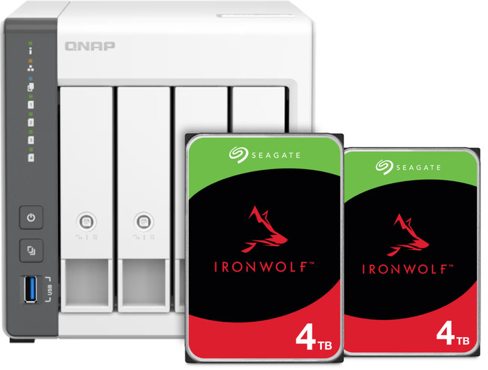 QNAP TS-433-4G + Seagate IronWolf 8TB (2x 4TB) Main Image