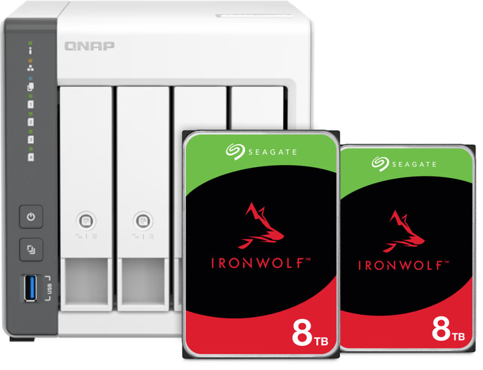 QNAP TS-433-4G + Seagate IronWolf 16TB (2x 8TB) Main Image