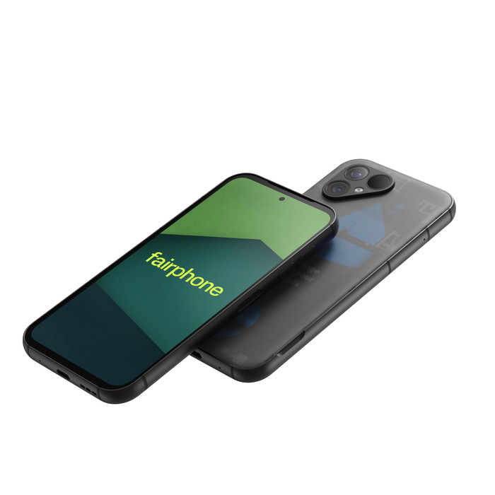 Fairphone 5 256GB Transparant 5G + Fairphone Protective Back Cover Zwart voorkant