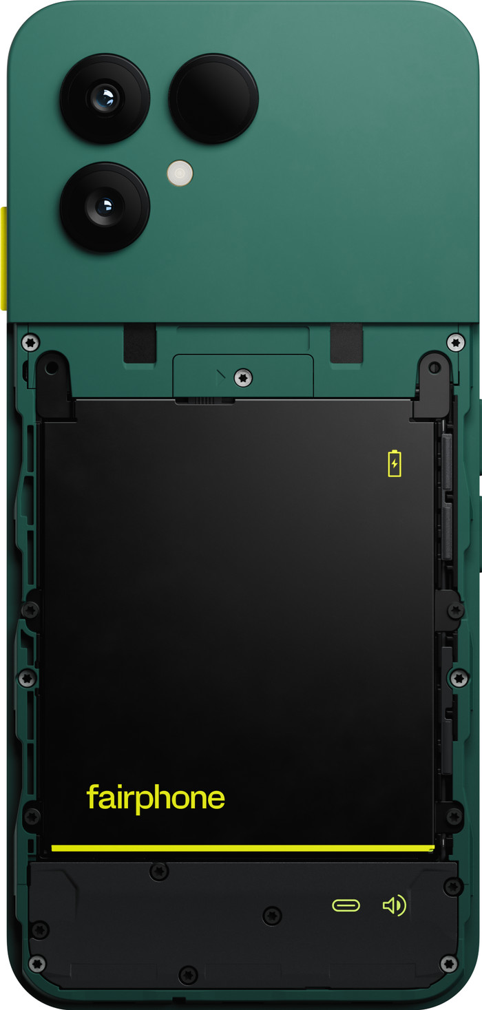 Fairphone 6 256GB Groen 5G + Fairphone 6 Protective Back Cover Groen achterkant