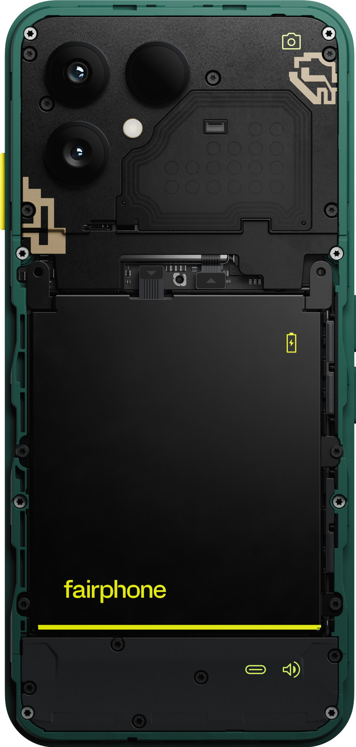 Fairphone 6 256GB Groen 5G + Fairphone 6 Protective Back Cover Groen achterkant