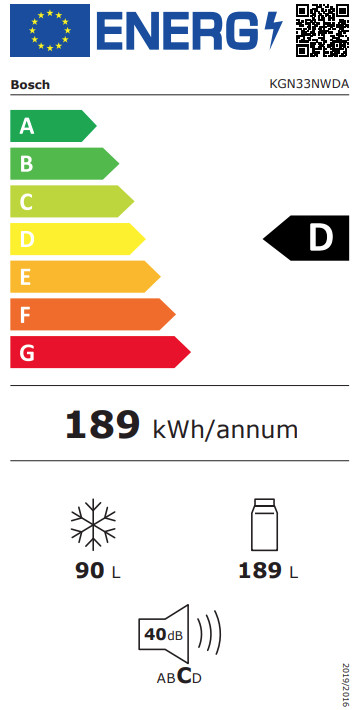Bosch KGN33NWDA energy label