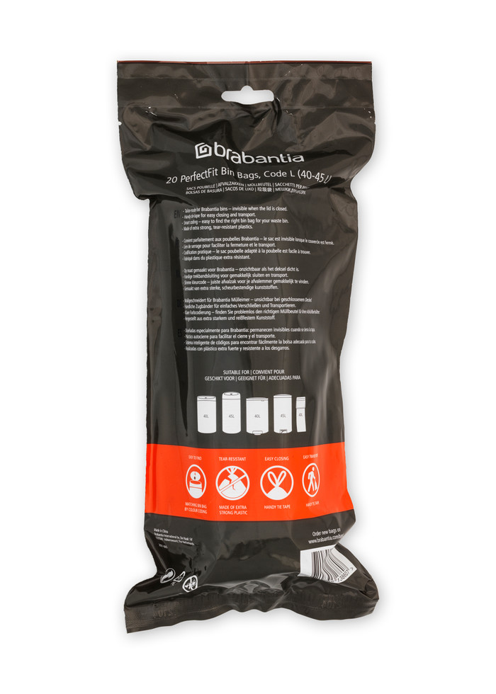 Brabantia Trash Bags Code L - 40-45L (120 units) back