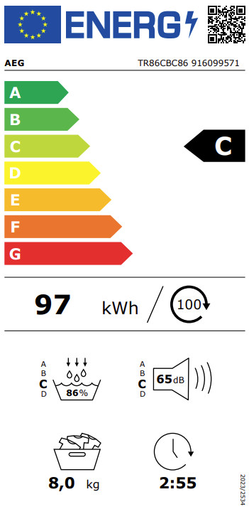 AEG TR86CBC86 AbsoluteCare energy label