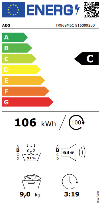 AEG TR969M6C AbsoluteCare Plus energy label