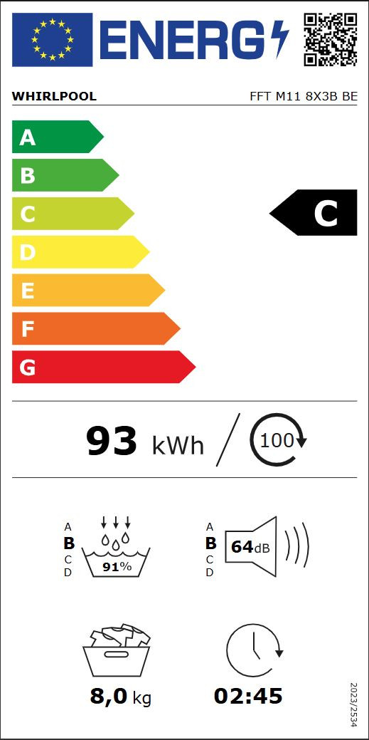 Whirlpool FFT M11 8X3B BE energy label