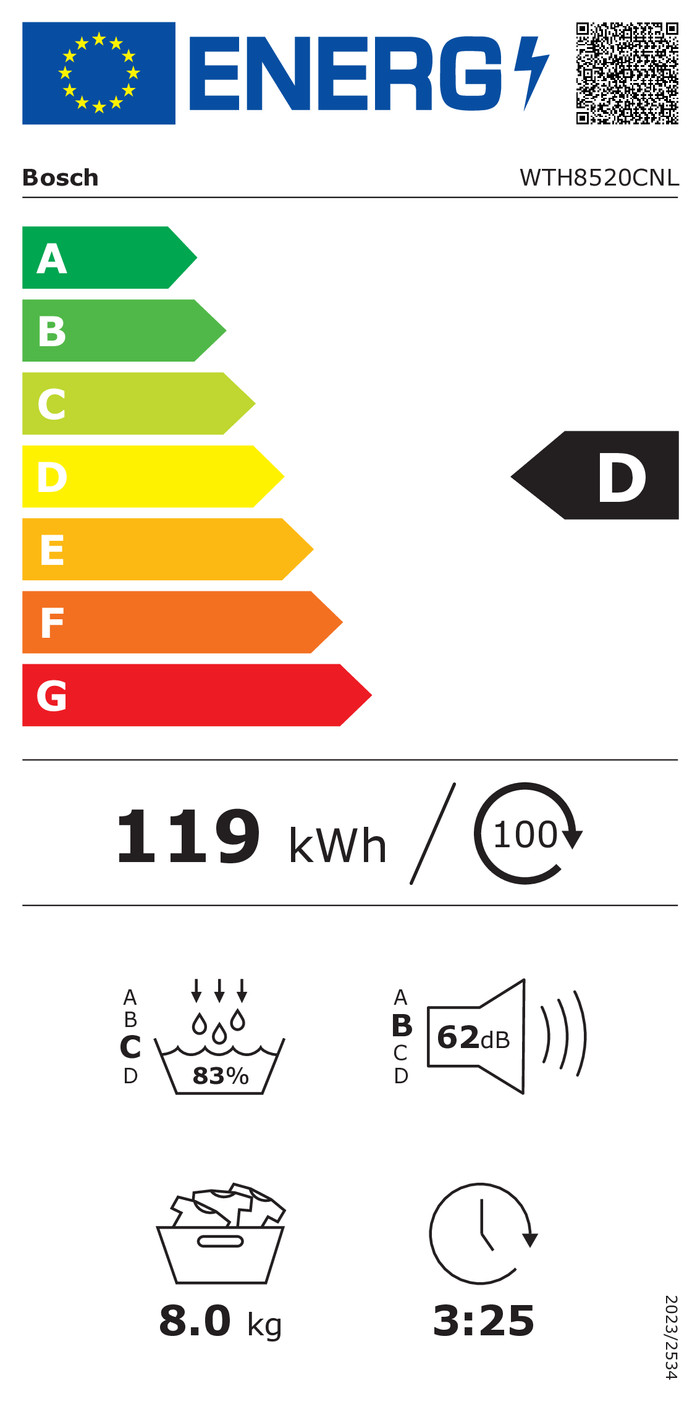 Bosch WTH8520CNL energielabel