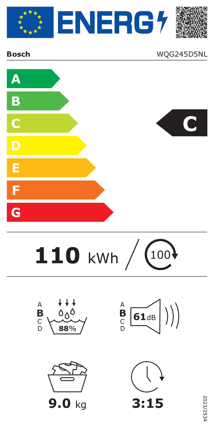 Bosch WQG245D5NL energielabel