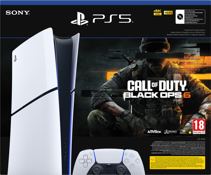 PlayStation 5 Slim Digital Edition + Call of Duty: Black Ops 6 verpakking