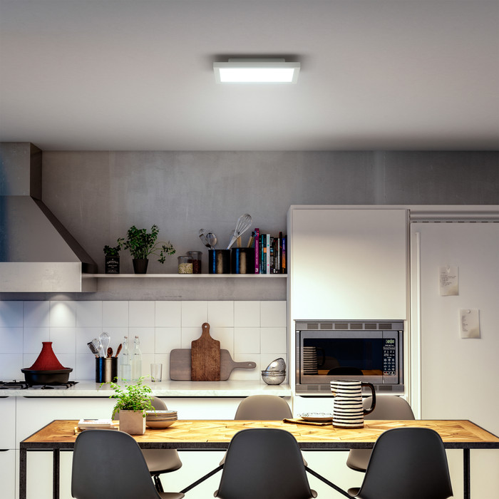 Philips Hue Aurelle White Ambiance Vierkant Klein Wit product in gebruik
