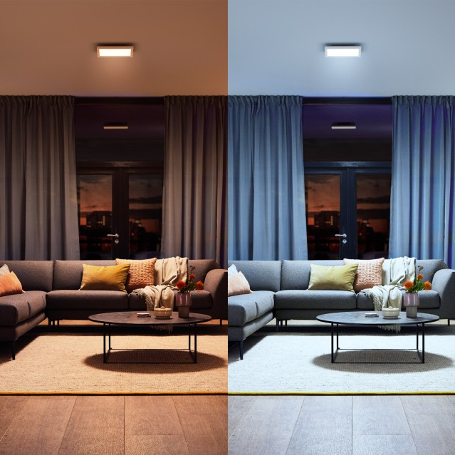 Philips Hue Aurelle White Ambiance Vierkant Klein Wit product in gebruik