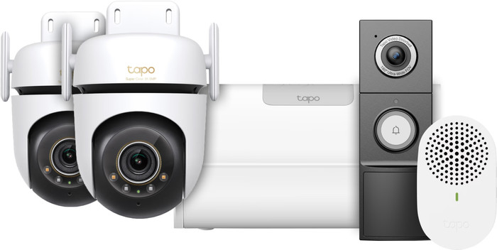 TP-Link Tapo C530WS Duo Pack + H500 Smart HomeBase + D235 Smart Battery & Wired Doorbell Main Image