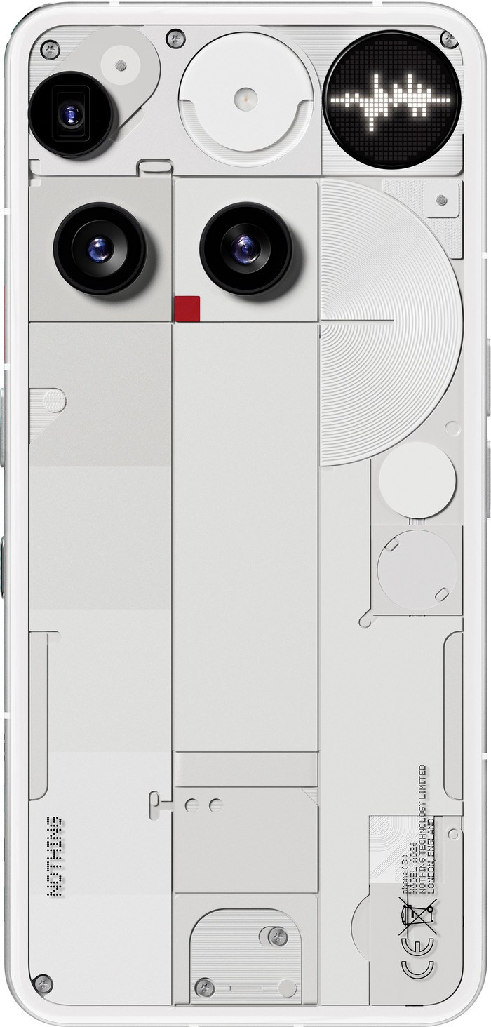 Nothing Phone (3) 512GB Wit 5G + BlueBuilt Oplader met Usb C Poort 45W Wit achterkant