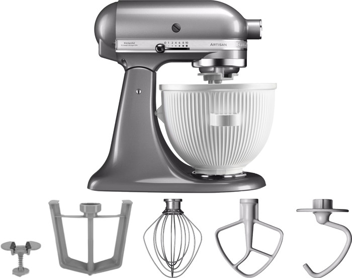 KitchenAid Artisan Mixer 5KSM125 Contour Silver + Ice Cream Maker Attachment Main Image