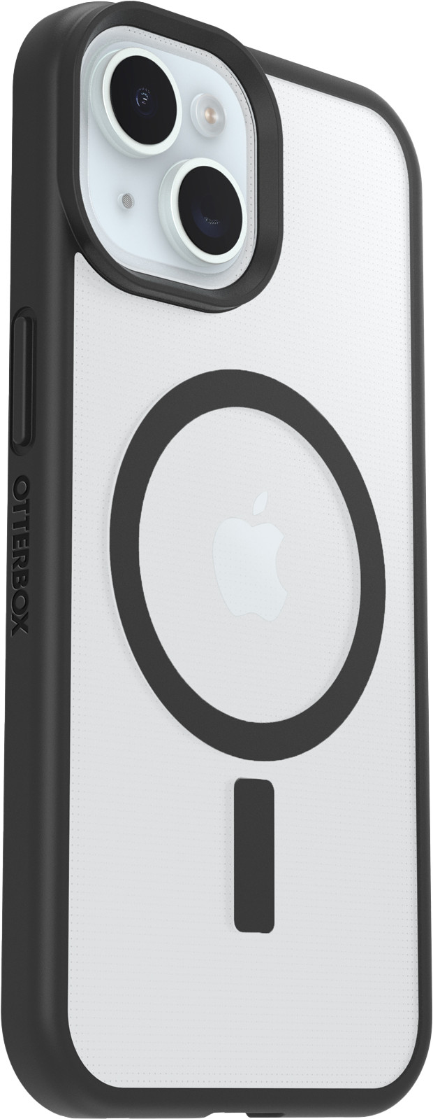 Otterbox React iPhone 15, 14 en 13 Back Cover met MagSafe Magneet Transparant Zwarte Rand rechterkant