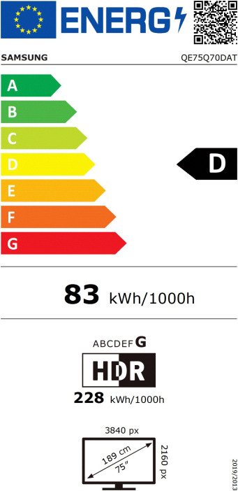 Samsung QLED 4K 75Q70D (2024) energielabel