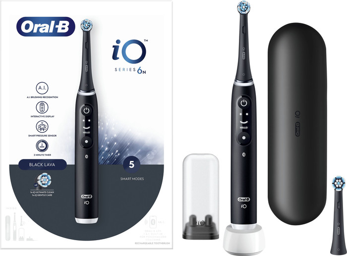 Oral-B iO 6N Zwart + extra iO Gentle Care opzetborstel accessoire