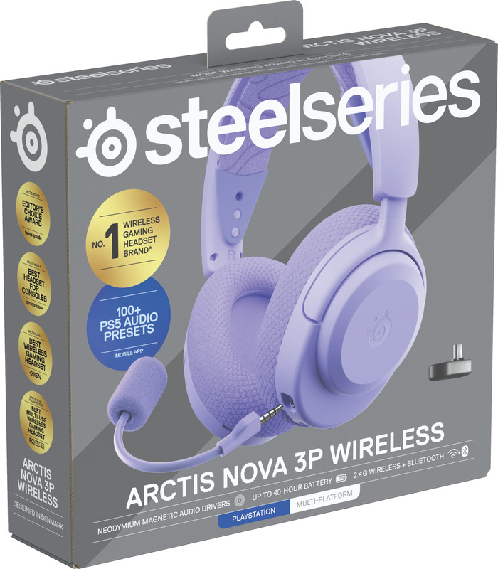 SteelSeries Arctis Nova 3P Lavender packaging