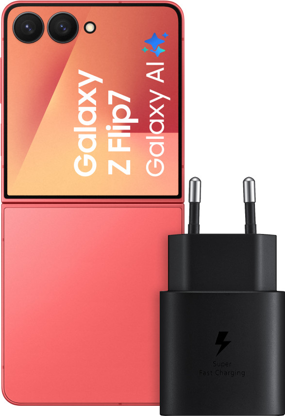 Samsung Galaxy Z Flip 7 512GB Rood 5G + Samsung Oplader 25 Watt Zwart Main Image
