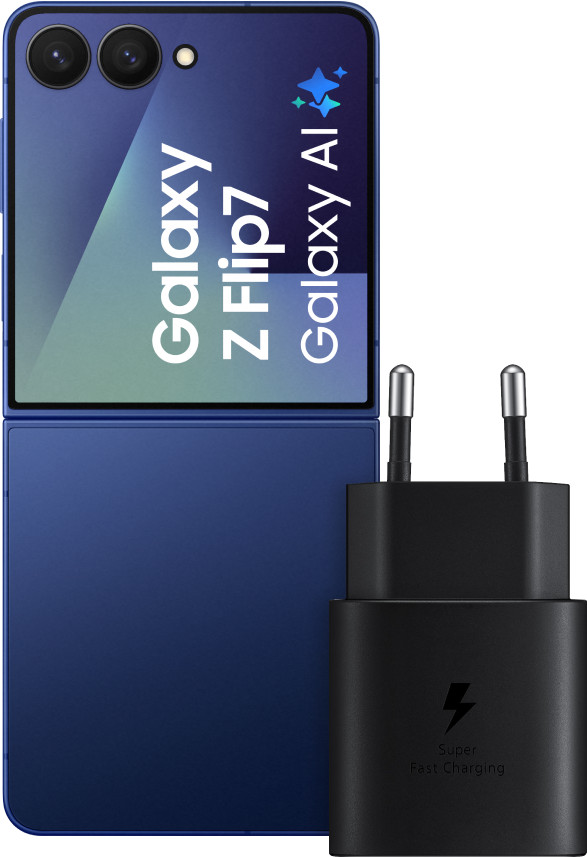 Samsung Galaxy Z Flip 7 512GB Blauw 5G + Samsung Oplader 25 Watt Zwart Main Image