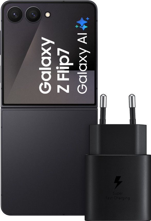 Samsung Galaxy Z Flip 7 512GB Zwart 5G + Samsung Oplader 25 Watt Zwart Main Image