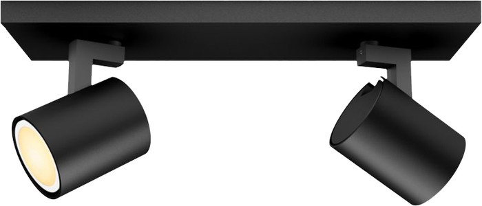 Philips Hue Runner Mounted Spot Light White Ambiance - 2 Spot Lights - Black + Dimmer front