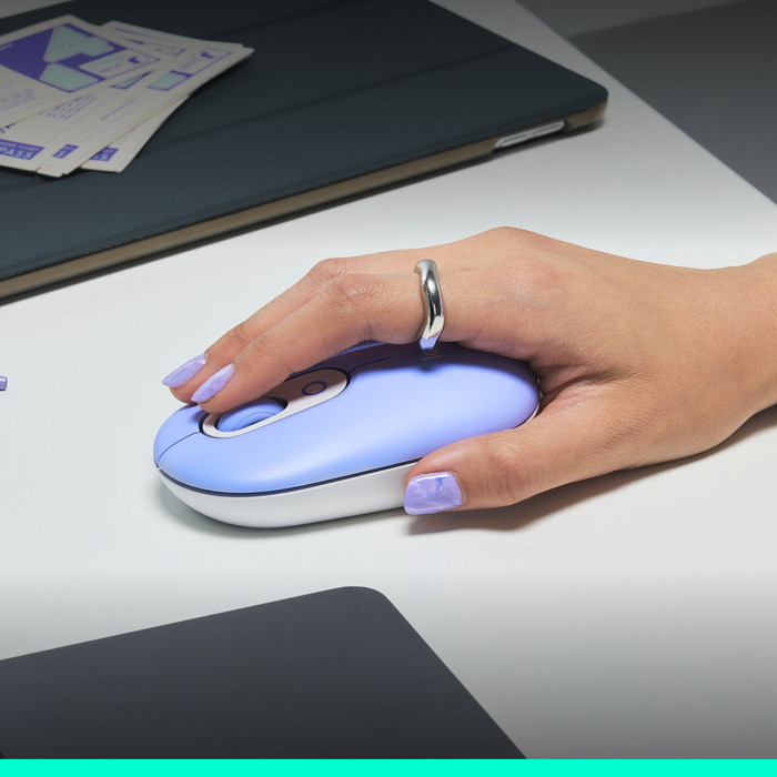 Logitech POP Wireless Mouse Purple product in use