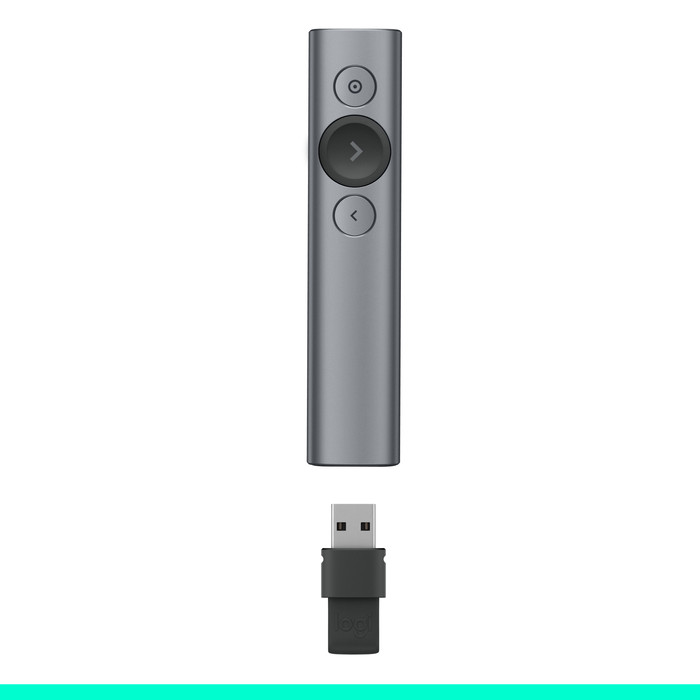 Logitech Spotlight Presentation Remote Gris produit à l'usage
