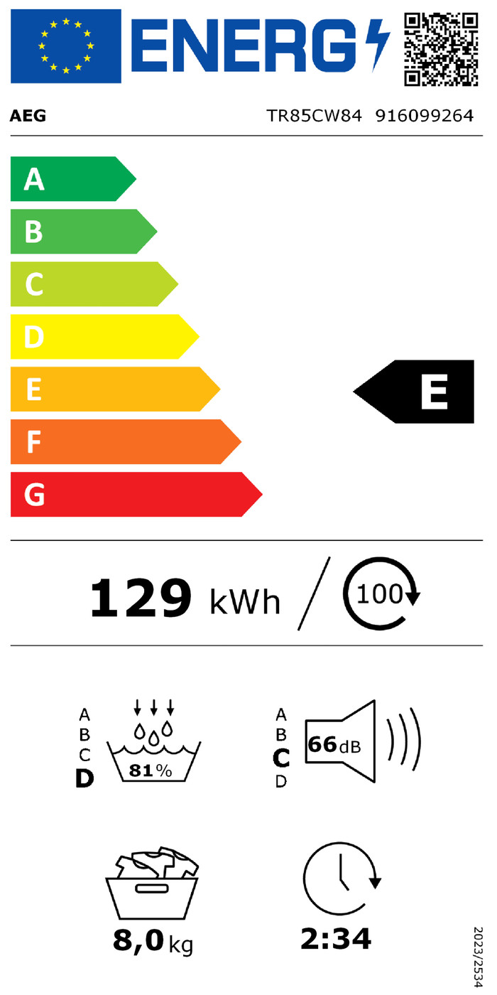 AEG TR85CW84 AbsoluteCare energielabel