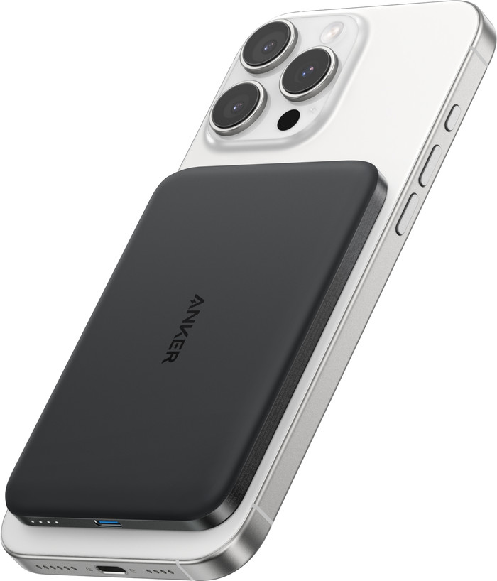 Anker MagGo Slim Draadloze Powerbank met MagSafe en Qi2 5.000 mAh met Snelladen Zwart onderkant